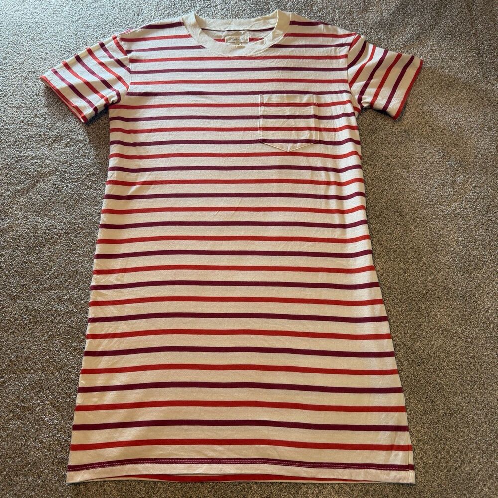 Madewell Pocket Tee Dress Women Size Small Pablo Striped Short Sleeve Crew S